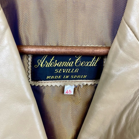 Vintage Sheepskin Piel Ovina Leather Jacket Car Coat Sevilla Spain Butter Soft - Picture 2 of 16